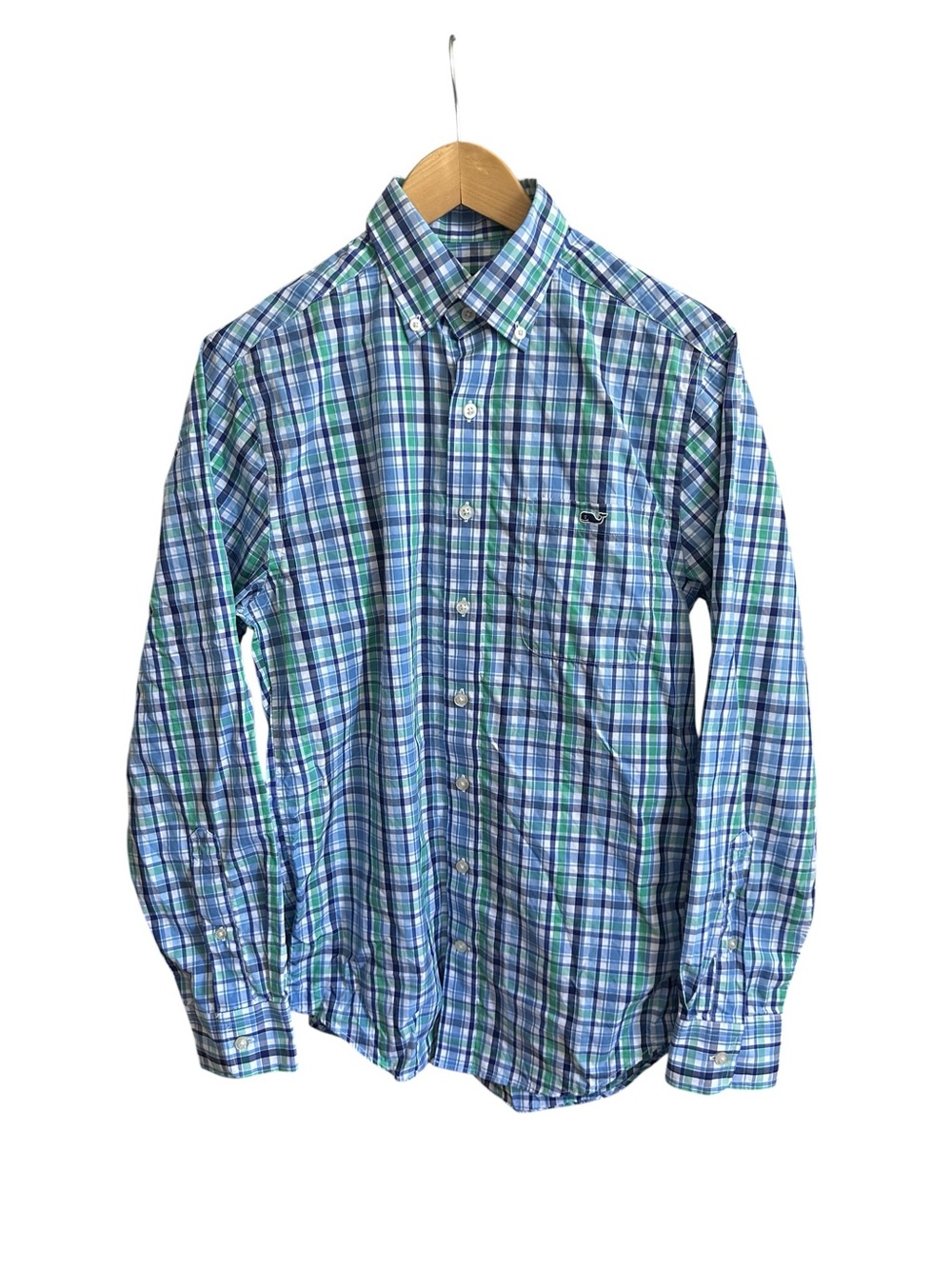 Vineyard Vines Men's S Slim Fit Tucker Shirt Blue Green Plaid Button Down